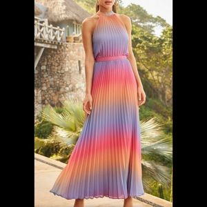 Sunrise ombré pleated chiffon maxi dress gown Boston Proper